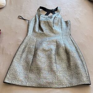 New York & Company Silver Metallic Fit-and-Flare Dress